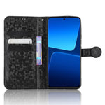 Anti-drop Cell Phone Cover For Xiaomi 13 5G Dot Pattern Imprinted PU Leather Phone Wallet Case Stand with Strap