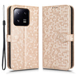 Anti-drop Cell Phone Cover For Xiaomi 13 5G Dot Pattern Imprinted PU Leather Phone Wallet Case Stand with Strap