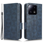 Imprinted Triangle Pattern Phone Cover For Xiaomi 13 5G Wallet Stand Anti-scratch PU Leather Smartphone Case with Hand Strap