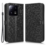 Xiaomi 13 Pro 5G Punktmönster Präglat Reptåligt Mobilmobilfodral PU-läder Skyddande Flip mobilplånbok Fodral Stativ med Rem