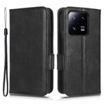 Skyddande mobilfodral för Xiaomi 13 Pro 5G, präglat triangelmönster PU-läder, fallskyddande vikbart plånboksfodral med stativ och handrem
