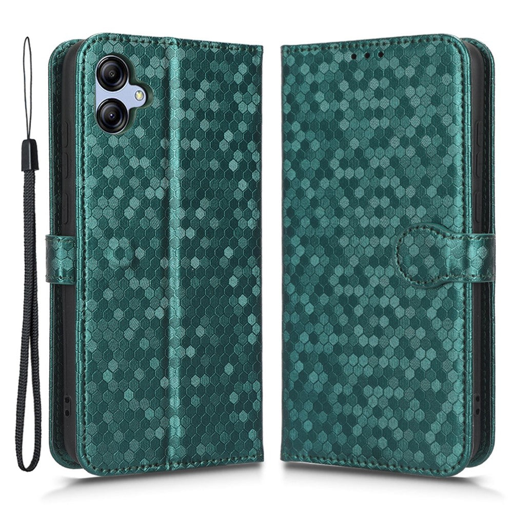 Til Samsung Galaxy A04e 4G / F04 4G / M04 4G Prikket Mønster Præget Telefoncover Anti-stød Beskyttende PU Læder Telefonpung Etui Stand med Rem