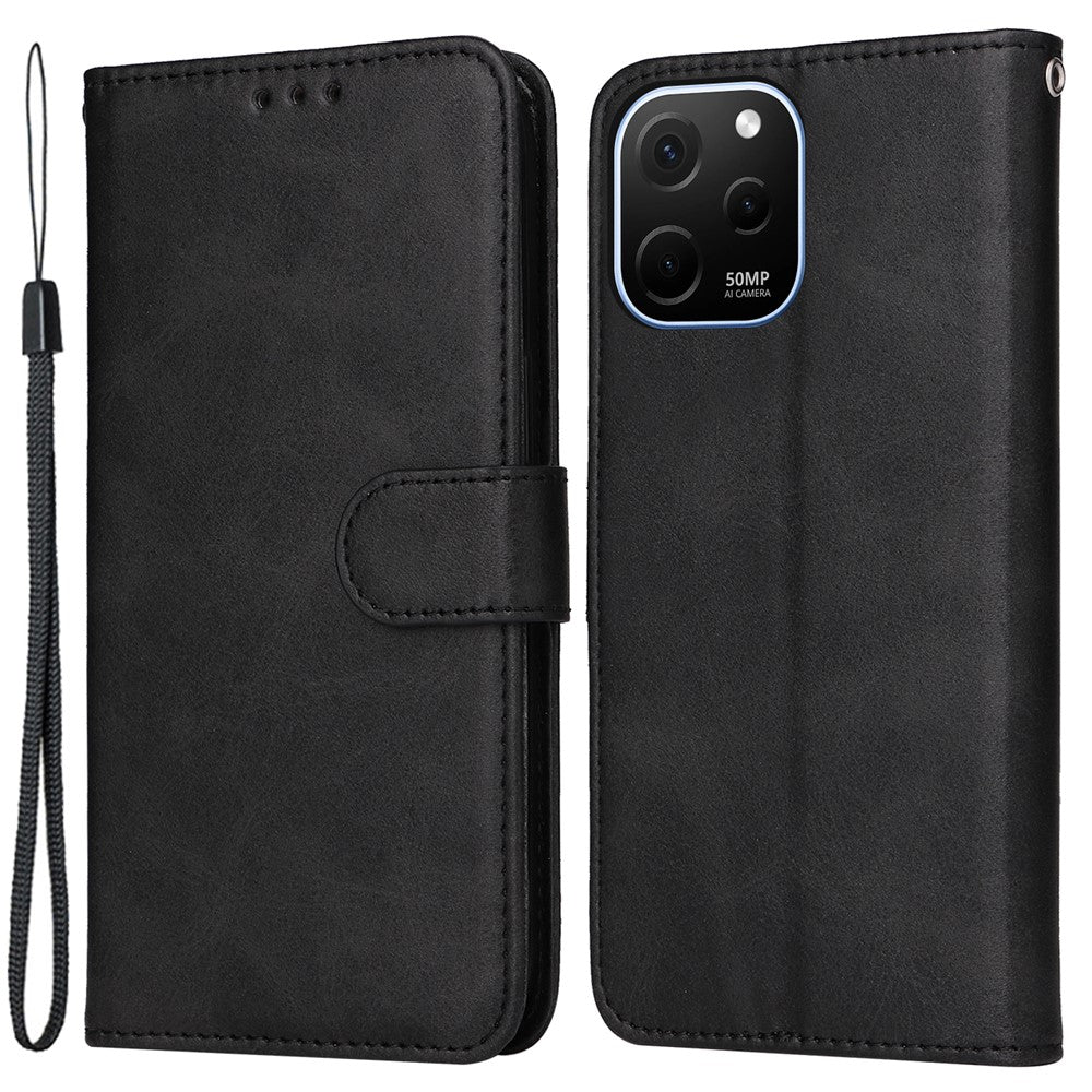 Huawei Nova Y61 4G PU-läder plånbok reptåligt mobilskal kalvtextur magnetiskt fällbart stativ stötsäkert mobilmobilsskydd med rem