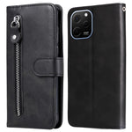 For Huawei nova Y61 4G Calf Texture Phone Case PU Leather Zipper Pocket Anti-scratch Cell Phone Cover with Stand Wallet