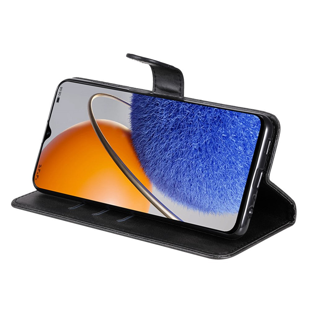 For Huawei nova Y61 4G Calf Texture Phone Case PU Leather Zipper Pocket Anti-scratch Cell Phone Cover with Stand Wallet