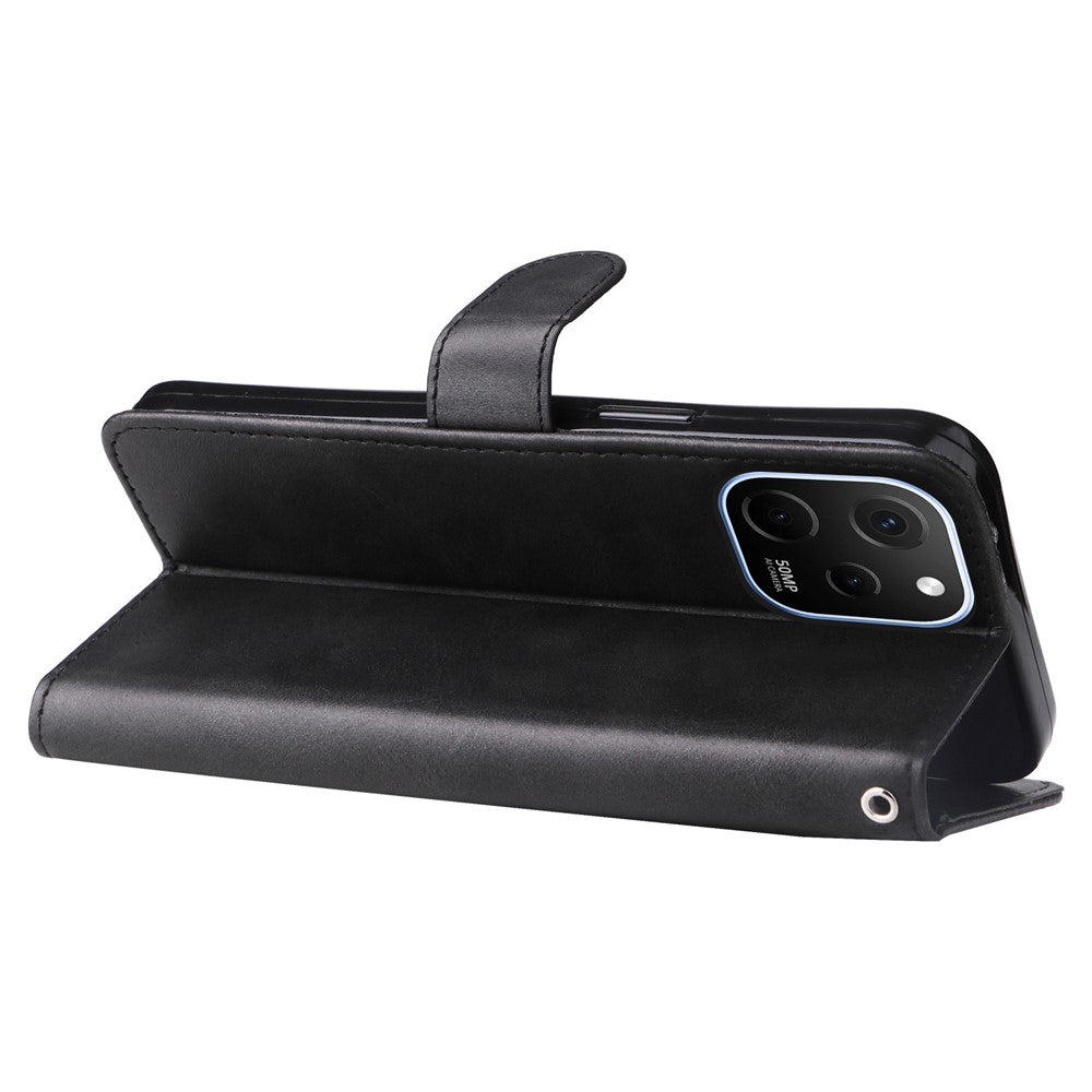 For Huawei nova Y61 4G Calf Texture Phone Case PU Leather Zipper Pocket Anti-scratch Cell Phone Cover with Stand Wallet