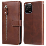 For Huawei nova Y61 4G Calf Texture Phone Case PU Leather Zipper Pocket Anti-scratch Cell Phone Cover with Stand Wallet
