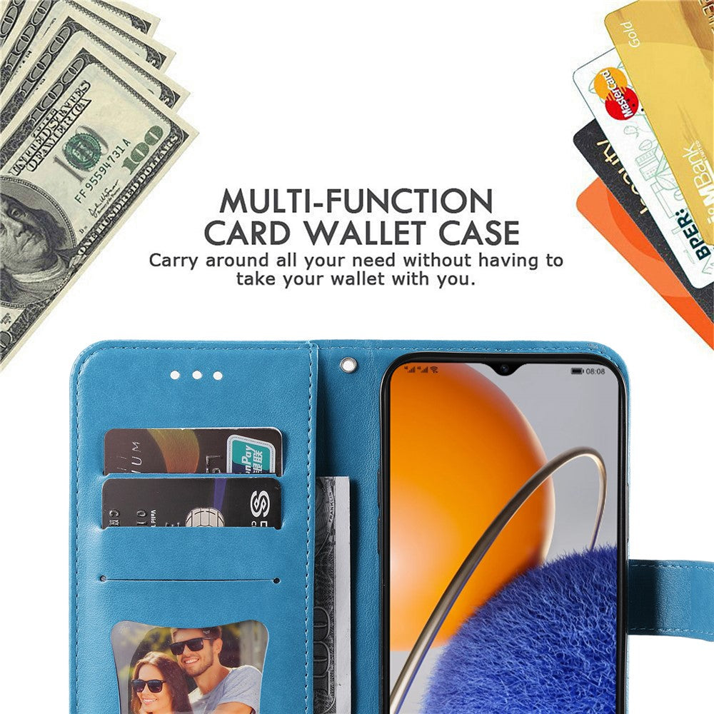 For Huawei nova Y61 4G Case Floral Pattern PU Leather Wallet Stand Phone Cover