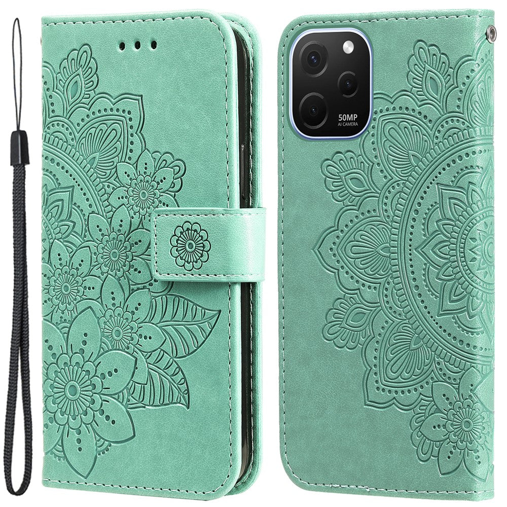 For Huawei nova Y61 4G Case Floral Pattern PU Leather Wallet Stand Phone Cover