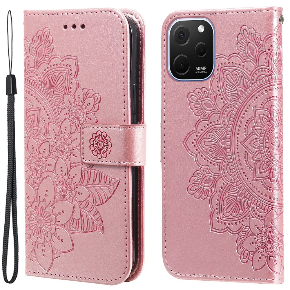 For Huawei nova Y61 4G Case Floral Pattern PU Leather Wallet Stand Phone Cover