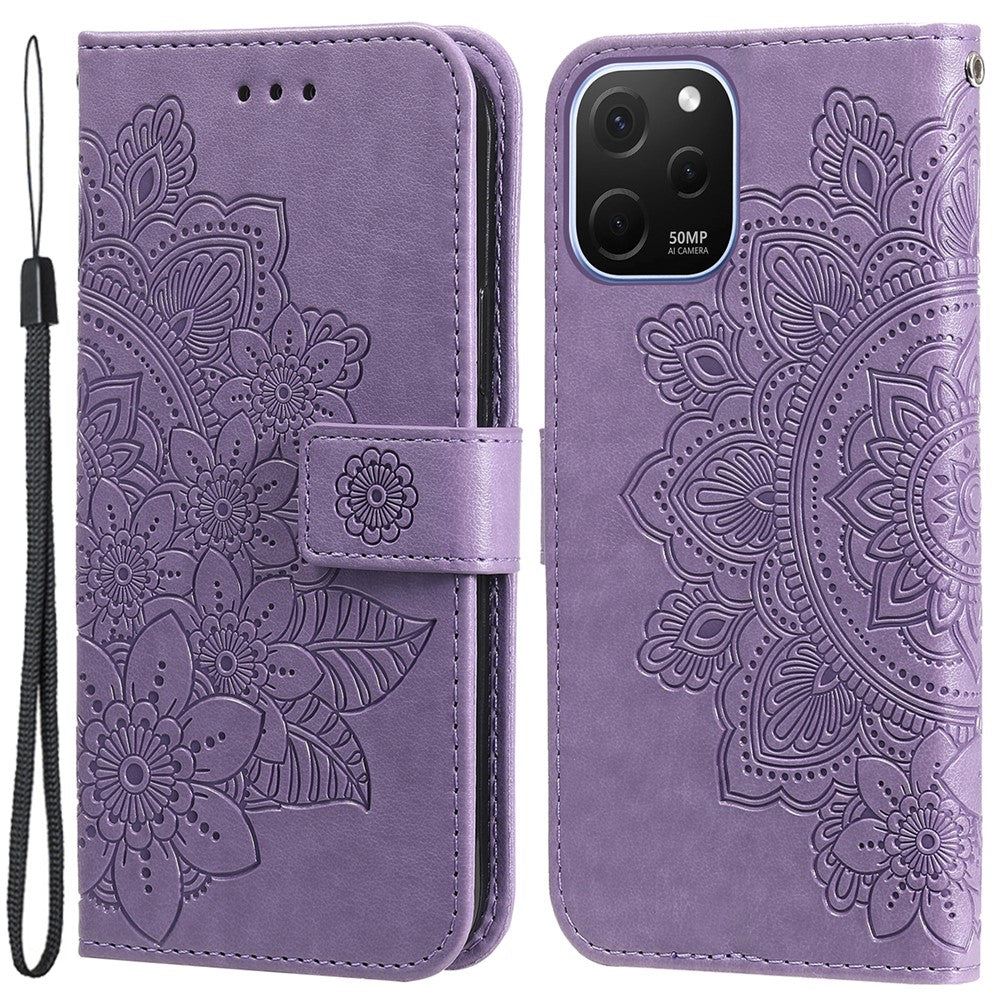 For Huawei nova Y61 4G Case Floral Pattern PU Leather Wallet Stand Phone Cover
