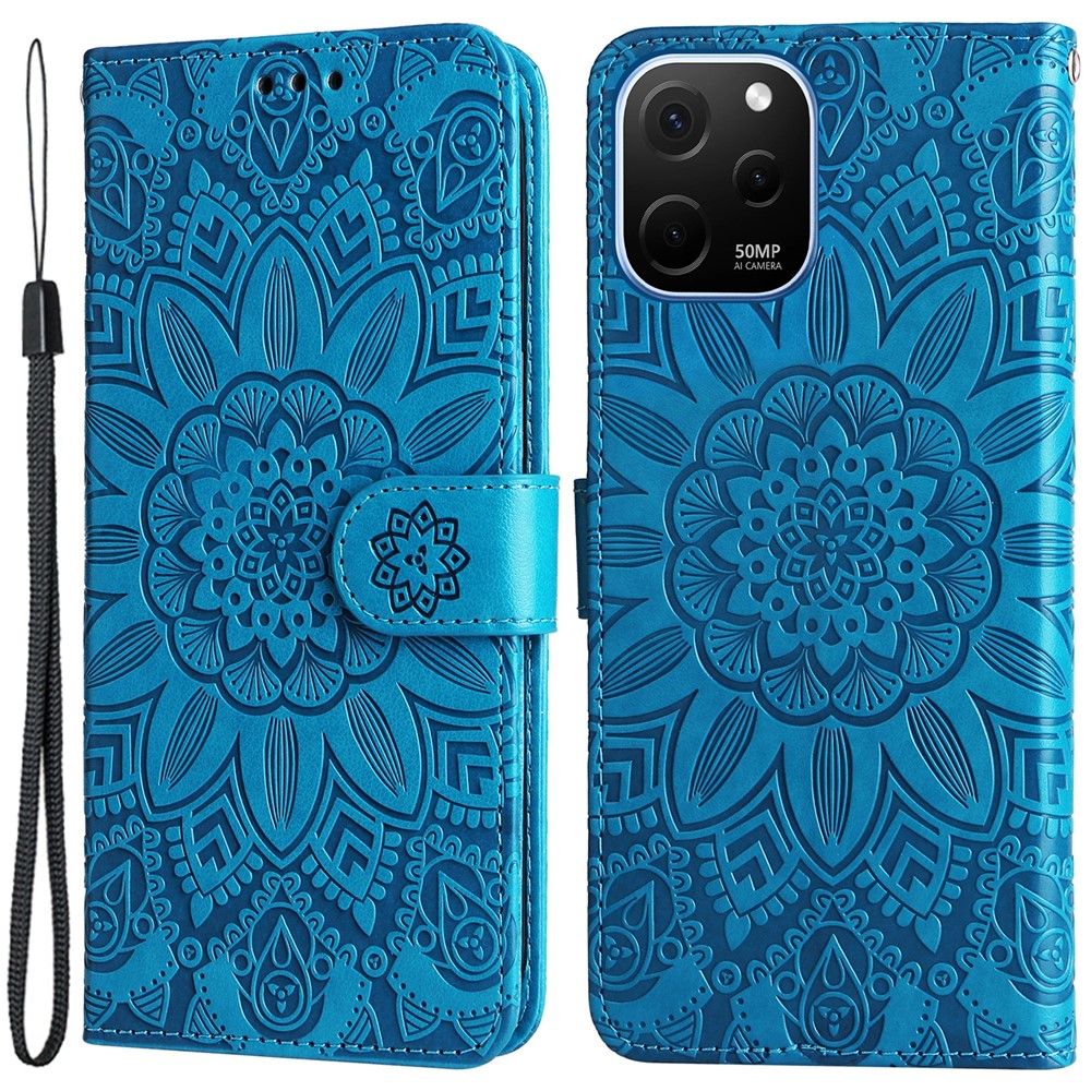 Huawei Nova Y61 4G Stoppsäkert PU-läder Solrostryckt mobilskal Stativ Magnetisk Stängning Reptåligt mobilskal med Handrem