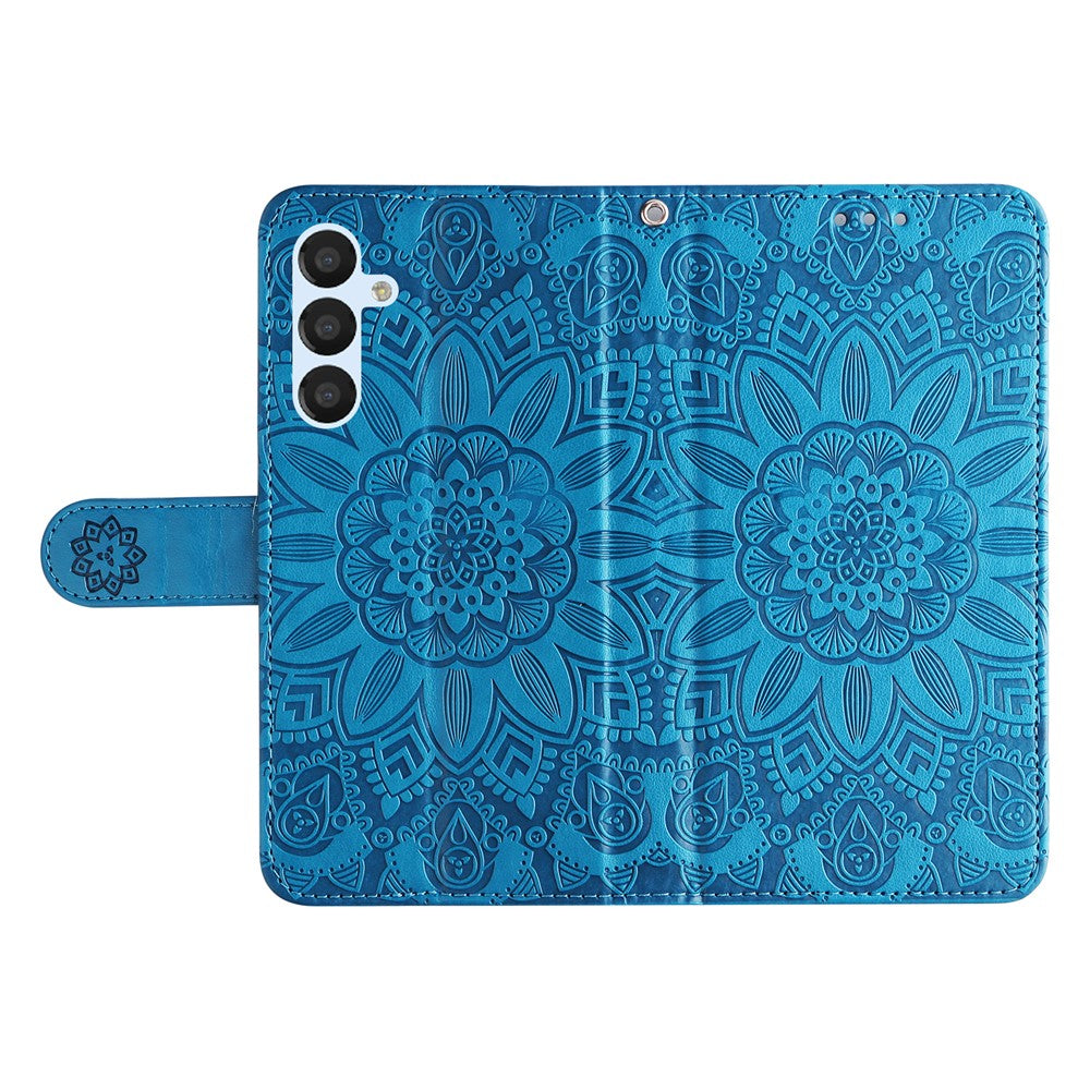 Smartphone Case For Samsung Galaxy A34 5G PU Leather Sunflower Imprinted Magnetic Closure Stand Wallet Phone Cover with Hand Strap