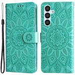 Smartphone Case For Samsung Galaxy A34 5G PU Leather Sunflower Imprinted Magnetic Closure Stand Wallet Phone Cover with Hand Strap