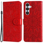 Smartphone Case For Samsung Galaxy A34 5G PU Leather Sunflower Imprinted Magnetic Closure Stand Wallet Phone Cover with Hand Strap