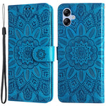 Samsung Galaxy A04e 4G / F04 4G / M04 4G Anti-blekning PU-läder med solrostryck, stativ, magnetisk stängning och handrem