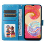 Samsung Galaxy A04e 4G / F04 4G / M04 4G Anti-blekning PU-läder med solrostryck, stativ, magnetisk stängning och handrem