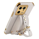 For Xiaomi 13 Pro 5G Electroplating Crocodile Texture Anti-collision PU Leather Coated PC+TPU Case Hand Strap Kickstand Design Protective Cover