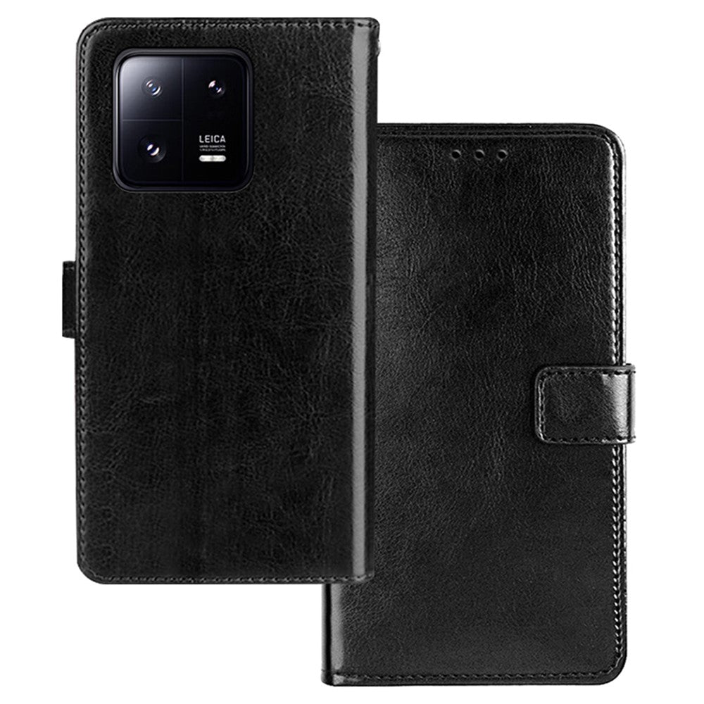 IDEWEI For Xiaomi 13 Pro 5G Crazy Horse Texture PU Leather Stand Case Magnetic Clasp Shockproof Phone Wallet Cover