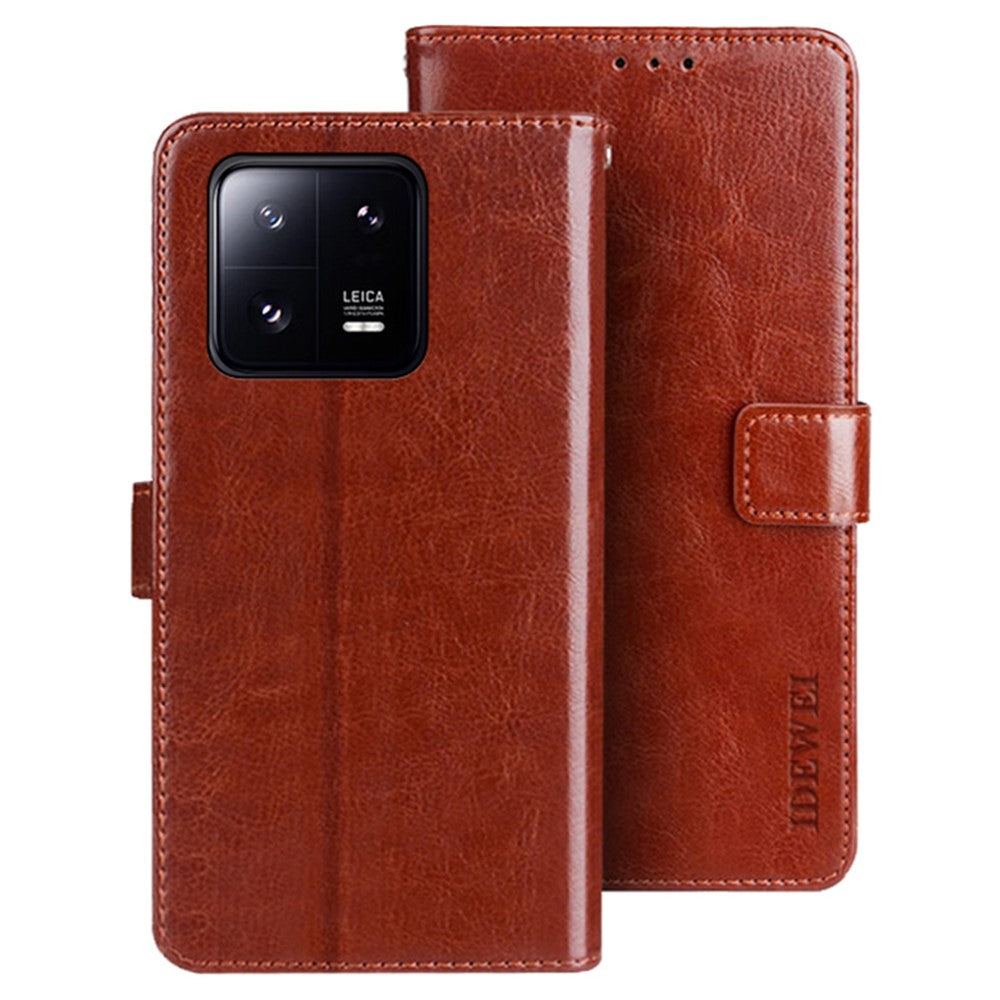 IDEWEI For Xiaomi 13 Pro 5G Crazy Horse Texture PU Leather Shockproof Case Stand Wallet Folio Flip Phone Cover