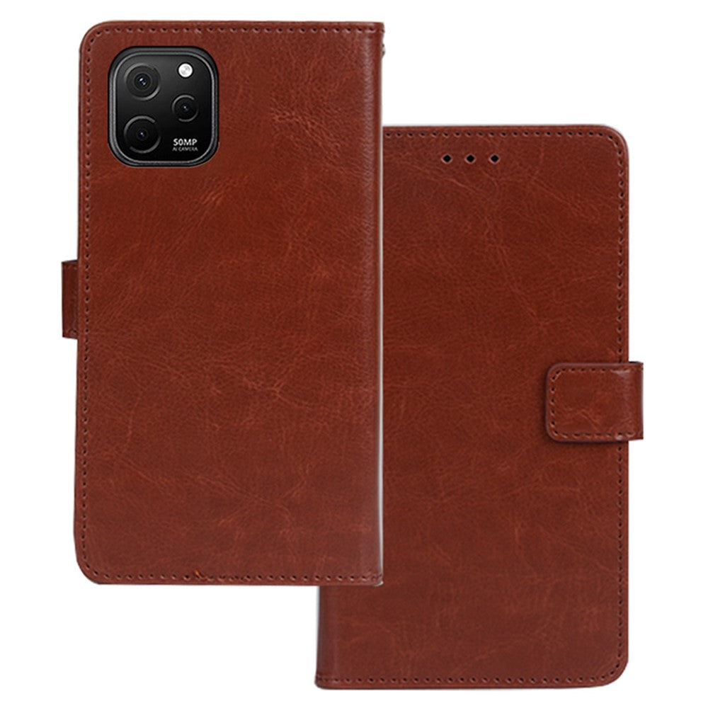 IDEWEI For Huawei Enjoy 50z 4G Anti-scratch Wallet Stand Phone Case Crazy Horse Texture PU Leather + TPU Cover