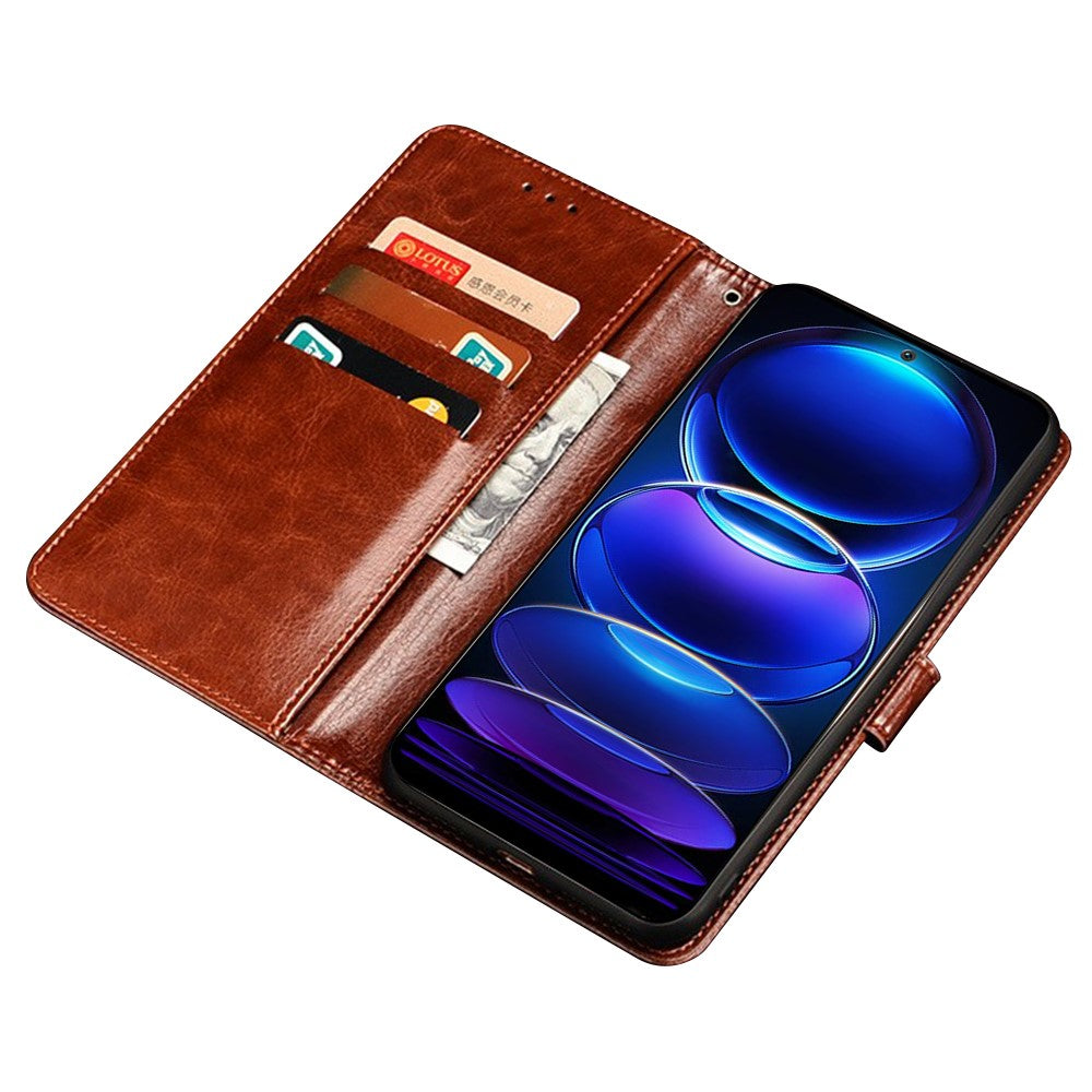 IDEWEI For Xiaomi 13 5G Crazy Horse Texture PU Leather Phone Wallet Cover Foldable Stand Folio Flip Case