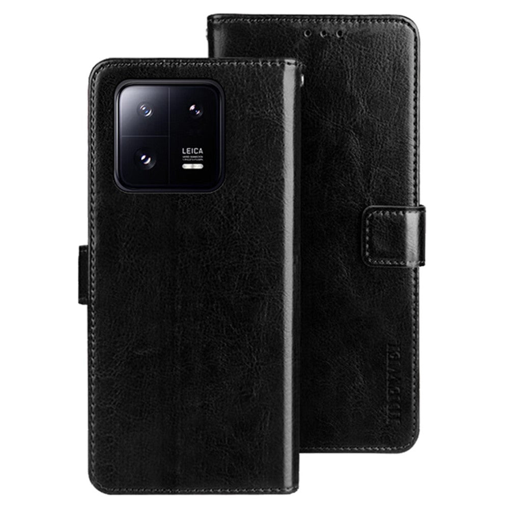 IDEWEI For Xiaomi 13 5G Crazy Horse Texture PU Leather Phone Wallet Cover Foldable Stand Folio Flip Case