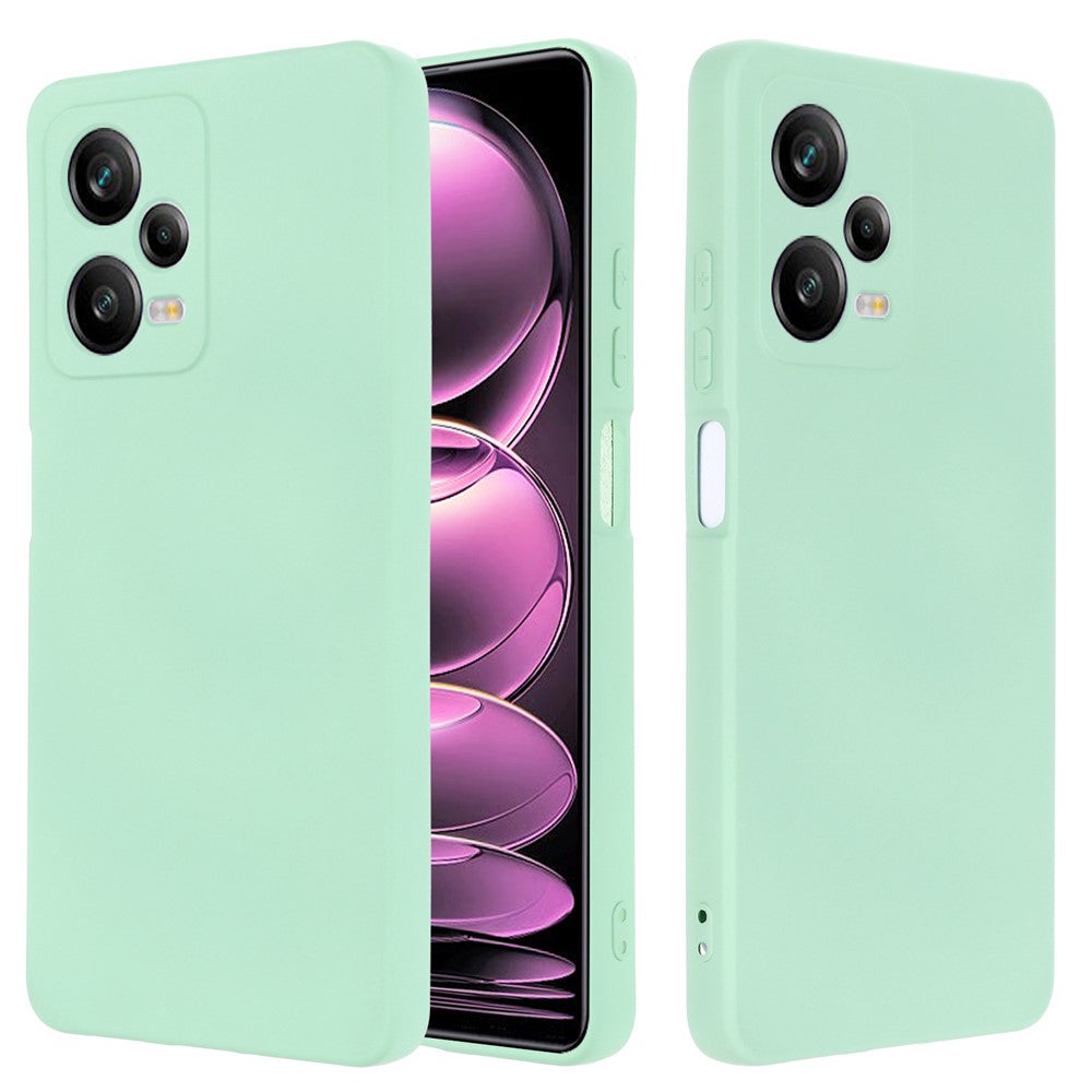 For Xiaomi Redmi Note 12 Pro+ 5G Liquid Silicone Phone Case Soft Liner Anti-scratch Back Cover with Strap