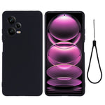 For Xiaomi Redmi Note 12 Pro+ 5G Liquid Silicone Phone Case Soft Liner Anti-scratch Back Cover with Strap