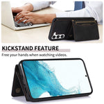 For Samsung Galaxy S23+ PU Leather Coated TPU Case Tri-fold Wallet Kickstand Protective Phone Cover