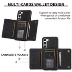 For Samsung Galaxy S23+ PU Leather Coated TPU Case Tri-fold Wallet Kickstand Protective Phone Cover