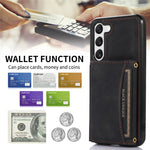 For Samsung Galaxy S23+ PU Leather Coated TPU Case Tri-fold Wallet Kickstand Protective Phone Cover