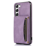 For Samsung Galaxy S23+ PU Leather Coated TPU Case Tri-fold Wallet Kickstand Protective Phone Cover