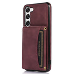 For Samsung Galaxy S23+ PU Leather Coated TPU Case Tri-fold Wallet Kickstand Protective Phone Cover
