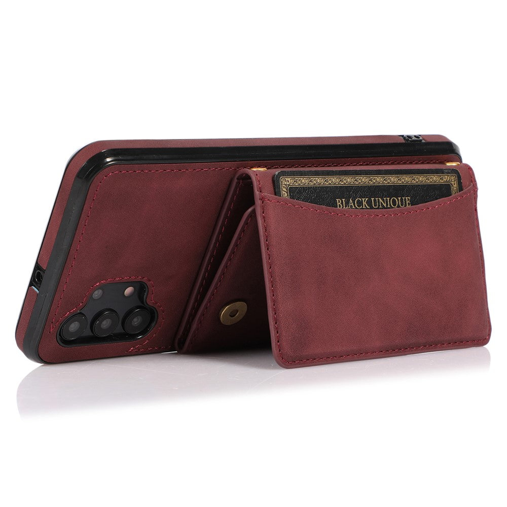 For Samsung Galaxy A32 4G (EU Version) Tri-fold Wallet PU Leather Coated TPU Case Drop-proof Kickstand Phone Cover