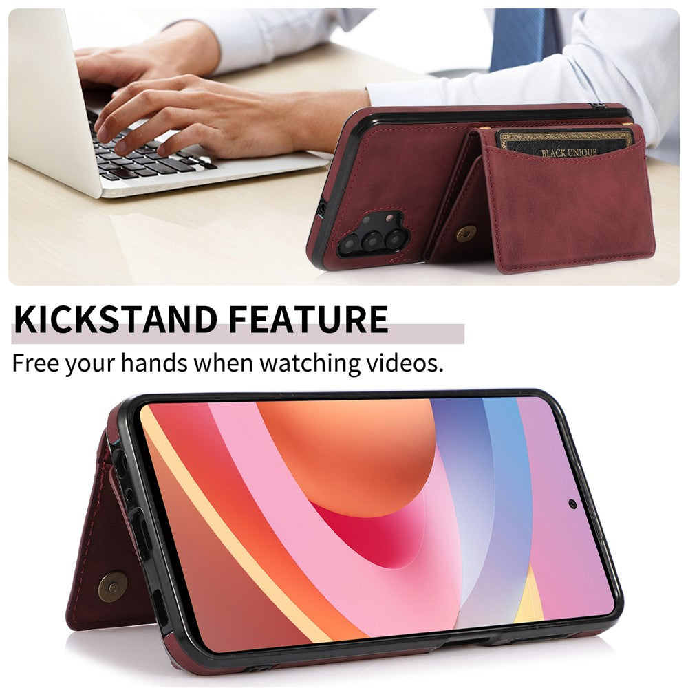 For Samsung Galaxy A32 4G (EU Version) Tri-fold Wallet PU Leather Coated TPU Case Drop-proof Kickstand Phone Cover