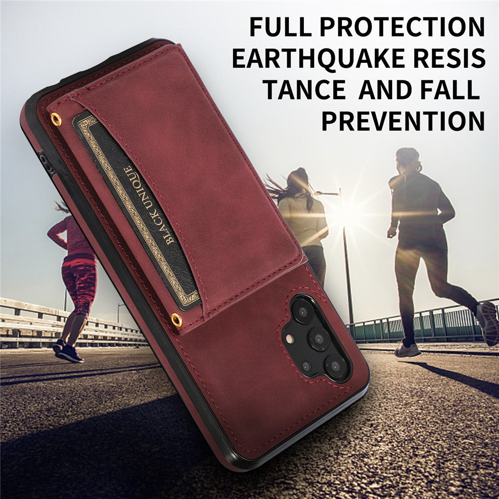 For Samsung Galaxy A32 4G (EU Version) Tri-fold Wallet PU Leather Coated TPU Case Drop-proof Kickstand Phone Cover