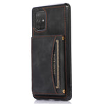 For Samsung Galaxy A51 4G SM-A515 Magnetic Button Tri-fold Wallet Phone Case Kickstand PU Leather Coated TPU Cover