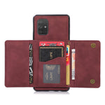 For Samsung Galaxy A51 4G SM-A515 Magnetic Button Tri-fold Wallet Phone Case Kickstand PU Leather Coated TPU Cover