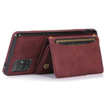 For Samsung Galaxy A51 4G SM-A515 Magnetic Button Tri-fold Wallet Phone Case Kickstand PU Leather Coated TPU Cover