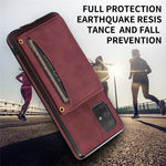 For Samsung Galaxy A51 4G SM-A515 Magnetic Button Tri-fold Wallet Phone Case Kickstand PU Leather Coated TPU Cover