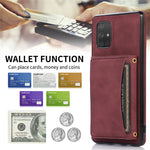 For Samsung Galaxy A51 4G SM-A515 Magnetic Button Tri-fold Wallet Phone Case Kickstand PU Leather Coated TPU Cover