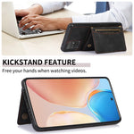 Samsung Galaxy A51 5G SM-A516 tredobbelt foldbart pung-etui, ridsefast mobilcover med PU-læderbeklædt TPU og støttefunktion