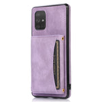 Samsung Galaxy A51 5G SM-A516 tredobbelt foldbart pung-etui, ridsefast mobilcover med PU-læderbeklædt TPU og støttefunktion