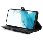 Samsung Galaxy A23 4G / A23 5G (Global version) Dragkedja Plånboksfodral i PU-läder, 9 kortfack, stativfodral med handledsrem