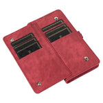 Samsung Galaxy S23+ pung-etui med lynlås, magnetisk lukning, 9 kortlommer, stativ, PU-læder og håndledsrem