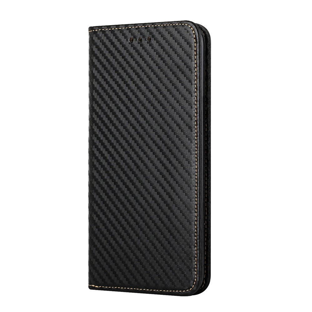 For Samsung Galaxy A34 5G Shockproof Carbon Fiber Texture Phone Cover Magnetic Auto Closing PU Leather Flip Wallet Case Stand