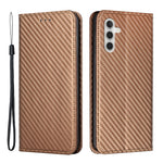 For Samsung Galaxy A34 5G Shockproof Carbon Fiber Texture Phone Cover Magnetic Auto Closing PU Leather Flip Wallet Case Stand
