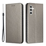 For Samsung Galaxy A34 5G Shockproof Carbon Fiber Texture Phone Cover Magnetic Auto Closing PU Leather Flip Wallet Case Stand