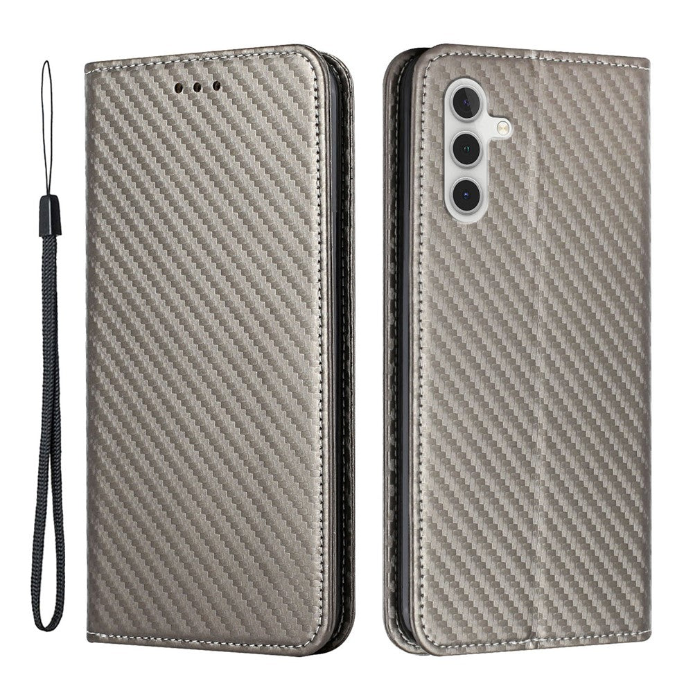 For Samsung Galaxy A34 5G Shockproof Carbon Fiber Texture Phone Cover Magnetic Auto Closing PU Leather Flip Wallet Case Stand